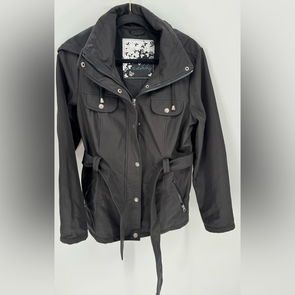 Sebby Belted Women's Zip/Button Hooded Utility Jacket - Picture 2 of 12